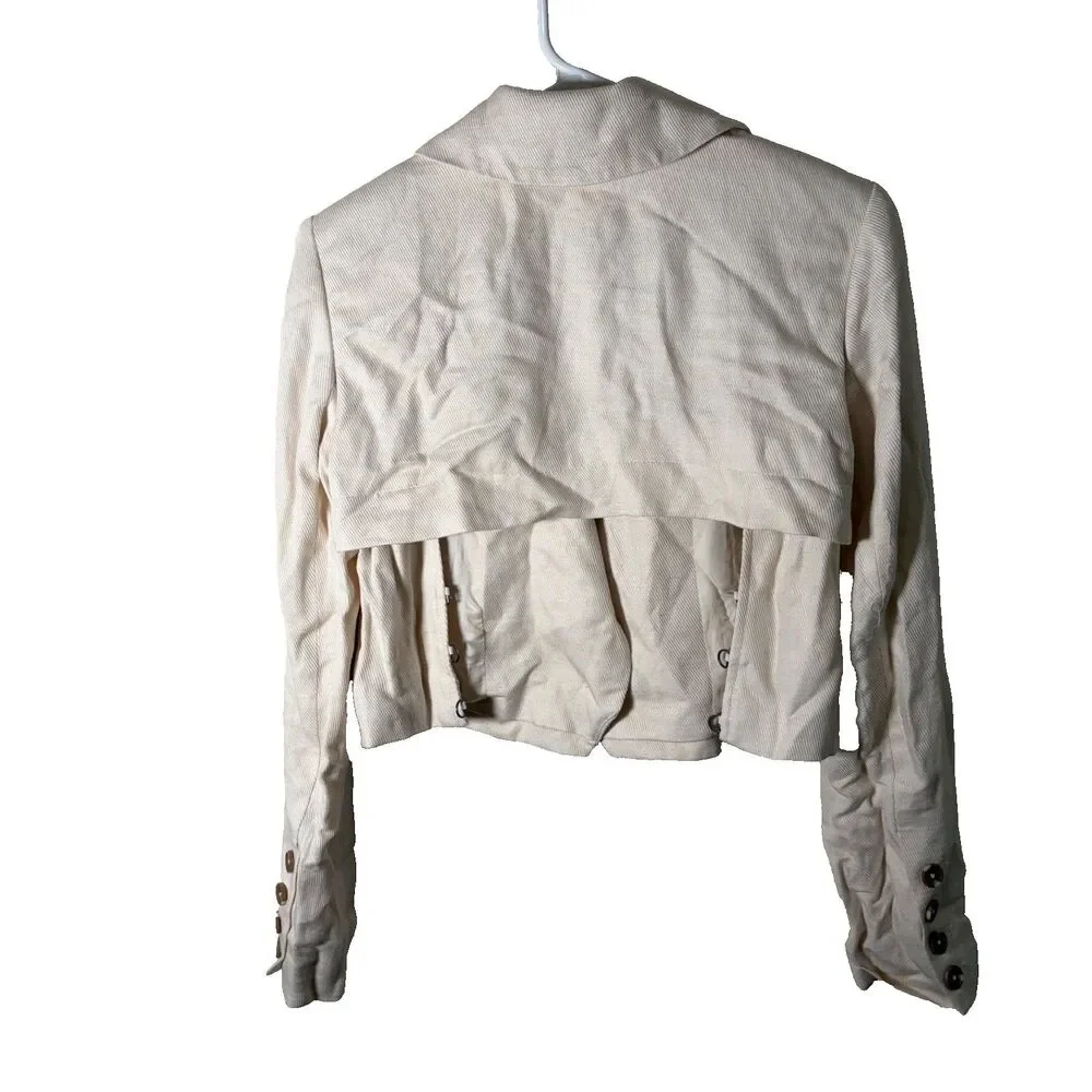 Free People Women's XS Cream Cropped Jacket Blazer Boho Casual Coat